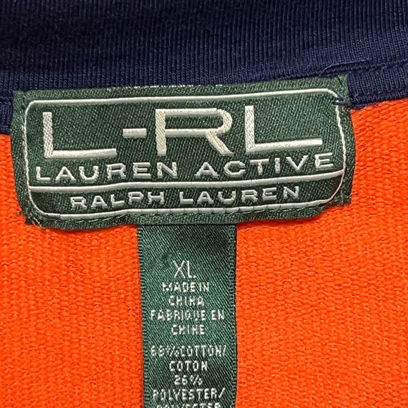 L-RL Ralph Lauren Active Women's XL Orange Navy Full Zip Stretch Athletic Jacket - Picture 6 of 13